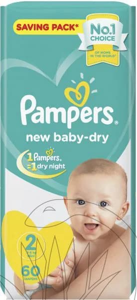 PAMPERS NEW BABY DRY #2 MINI (3-8KG) 60P