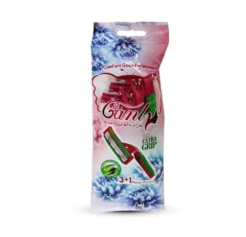 Canly Disposable Razor with Moving Head and Aloe Vera Gel Bar for Women 3+1 Pcs