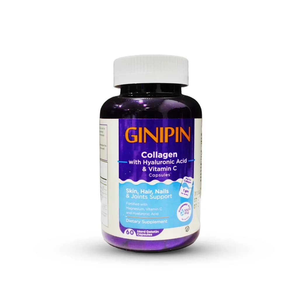 Ginipin Collagen with Hyalorolnic Acid and Vitamin C 60 Capsules