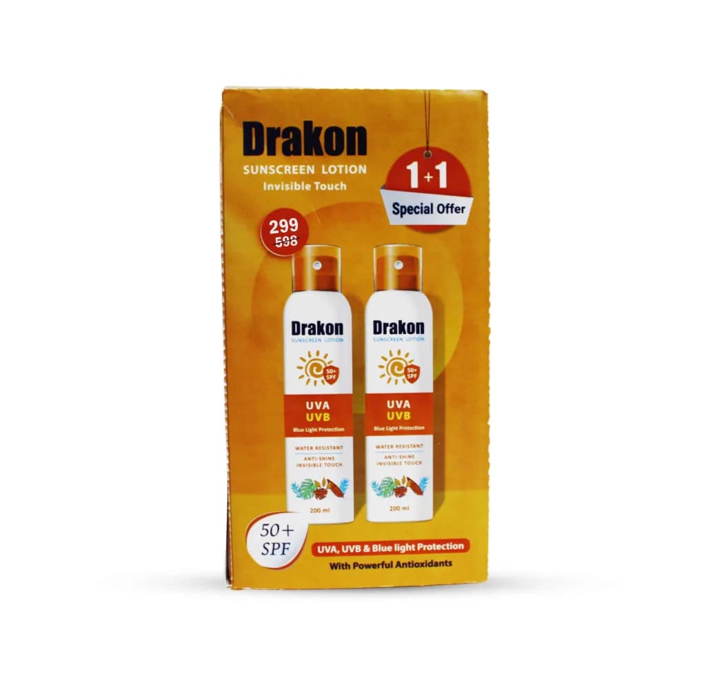 Drakon Sunscreen Spf50+ Anti-Shine Lotion Spray 200ml - 2Pcs Promoback