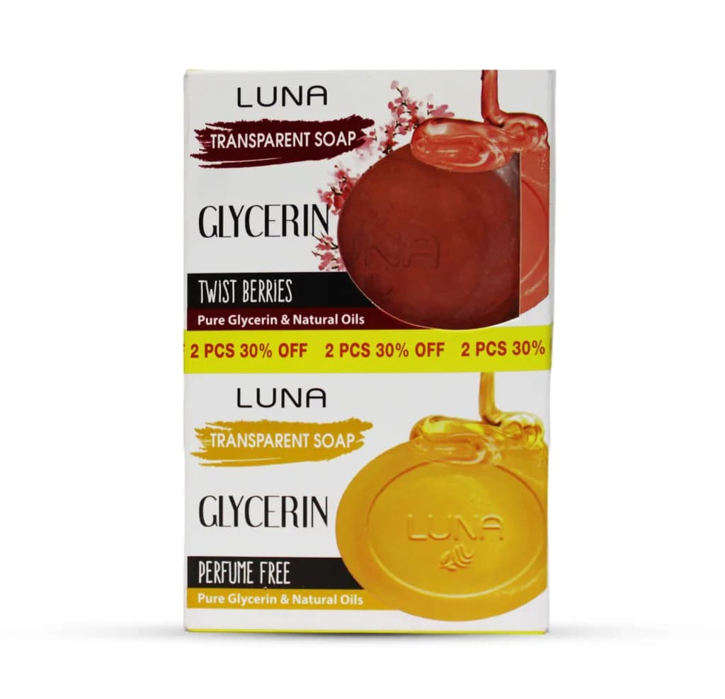 Luna Glycerin Transparent Soap ( Twist Berries + Perfume Free ) 2Pcs - 30% Offer