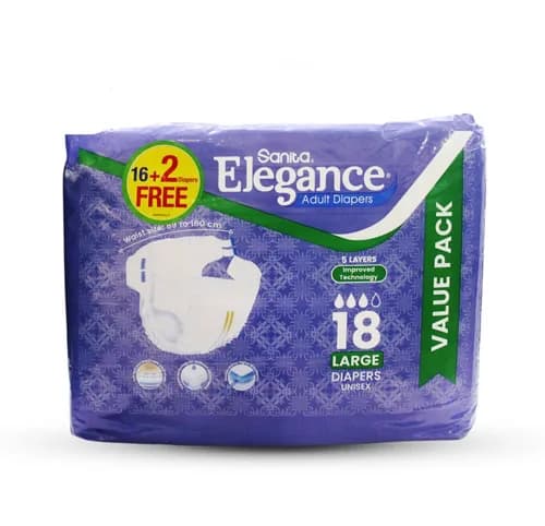 Sanita Elegance Adult Diaper ( 16+2 Free ) 18 Large Diapers