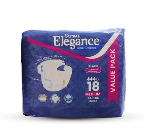 Sanita Elegance Adult Diaper 18 Medium Diapers