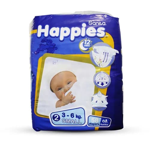 SANITA HAPPIES #2 SMALL (3-6KG) 58P