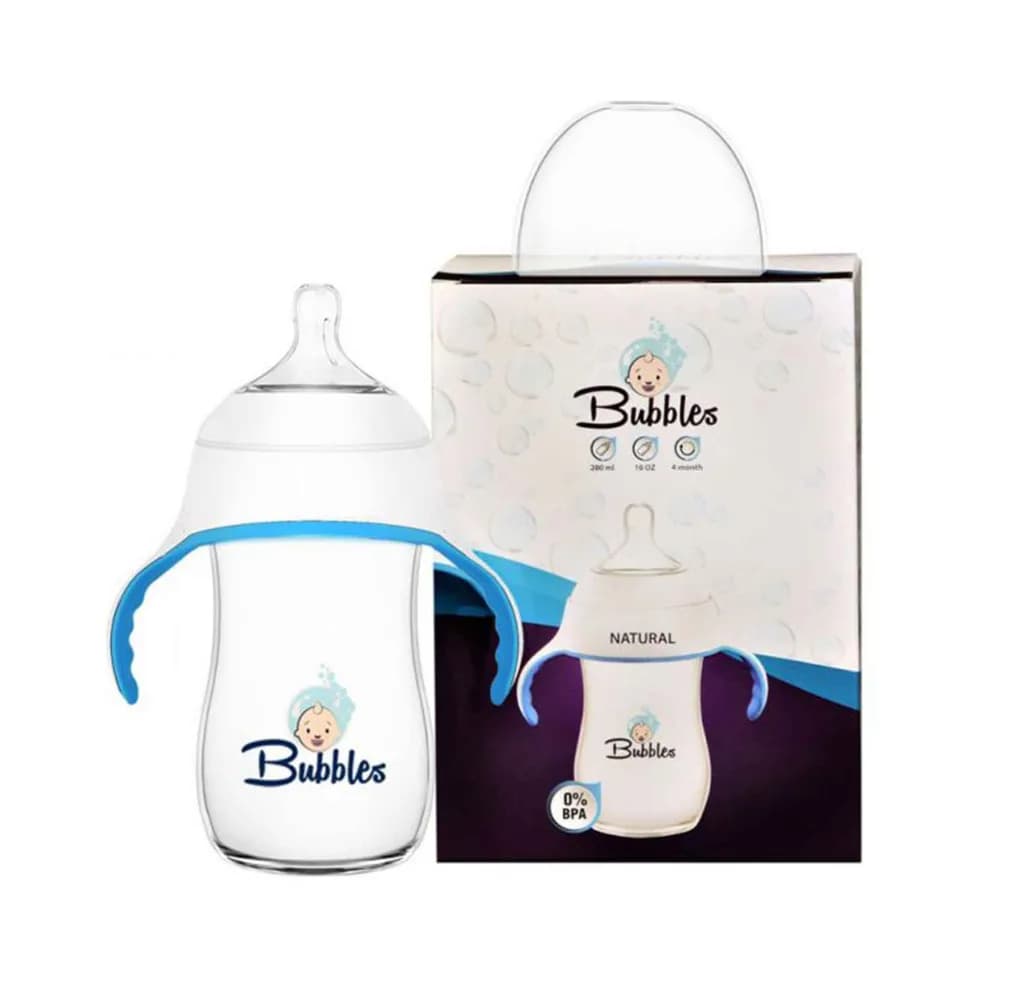 Bubbles Natural Bottle W Hand Blue 280Ml