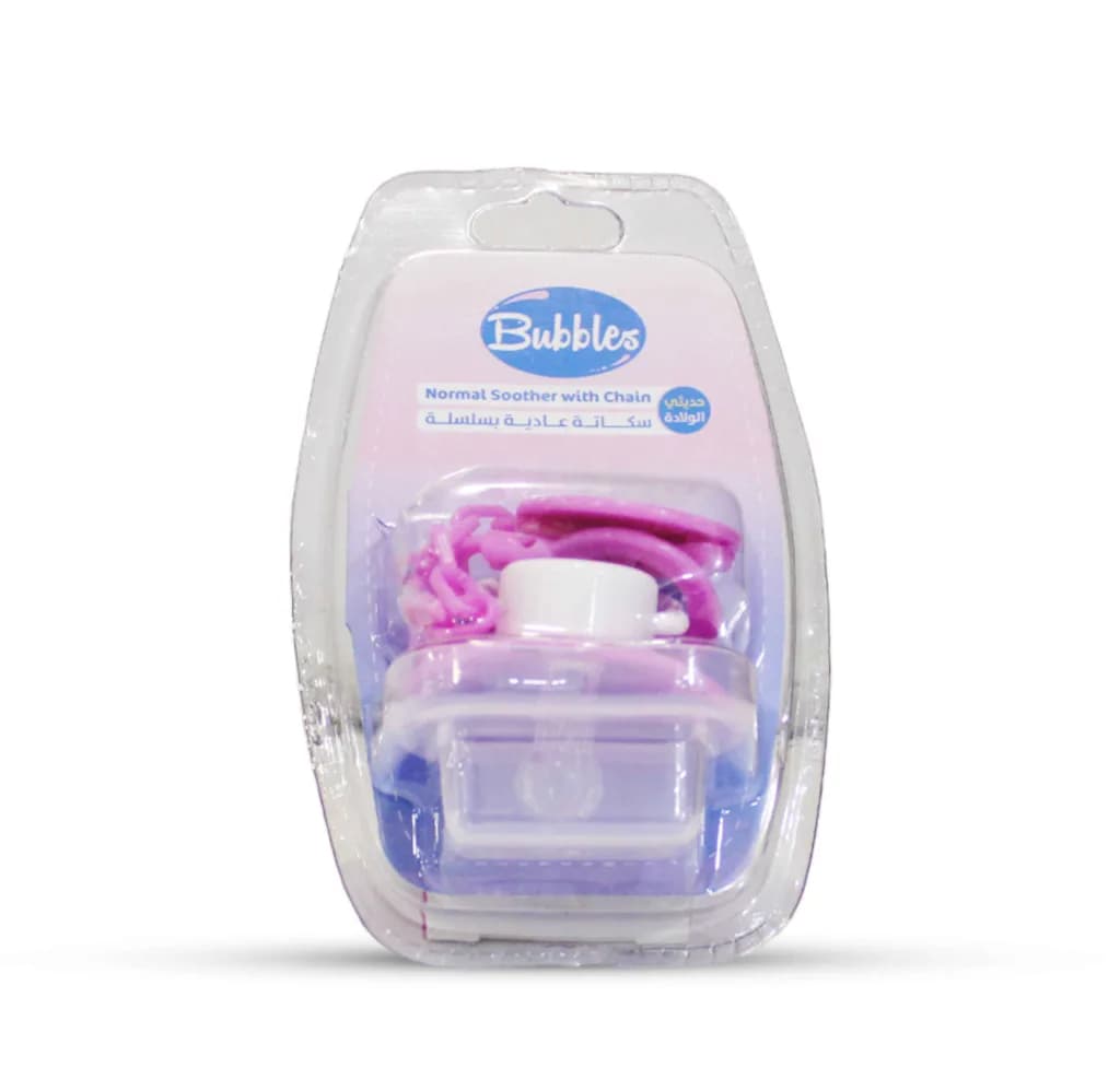 Bubbles Normal Soother with Chain - Pink