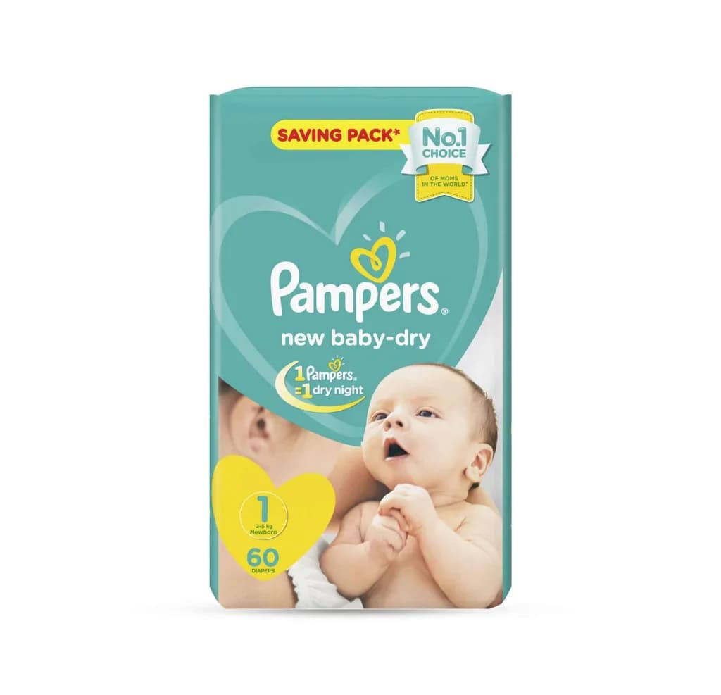 PAMPERS BABY DRY #1 NEW BORN (2-5KG) 60P