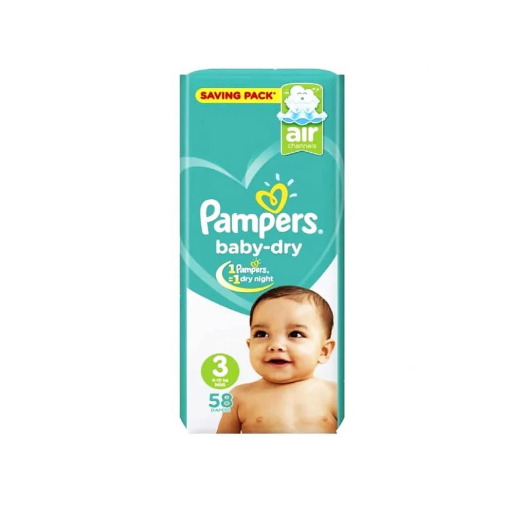 PAMPERS BABY DRY #3 MIDI (6 - 10KG) 58P