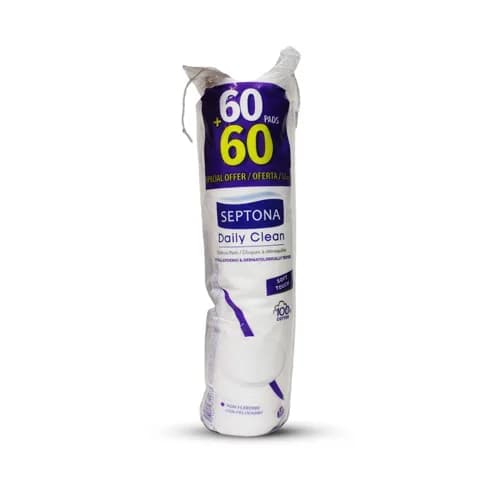 Septona Extra Soft Daily Clean Cotton Pads  ( Makeup ) 60+60Pcs Offer