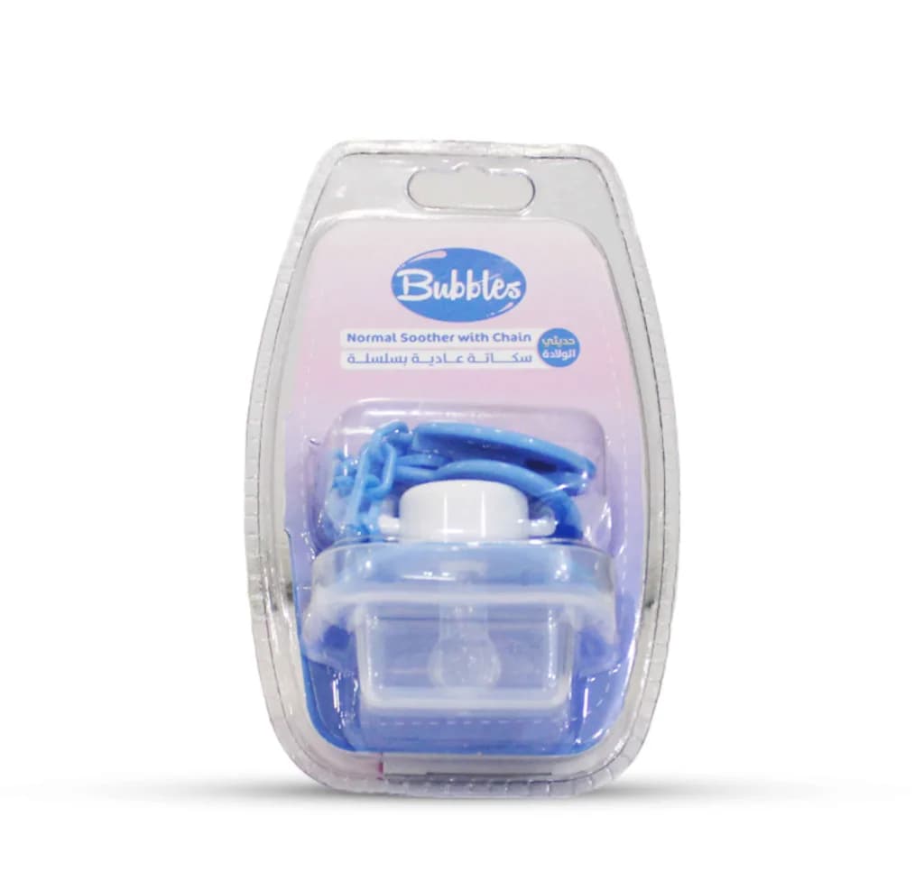 Bubbles Normal Soother with Chain - Blue