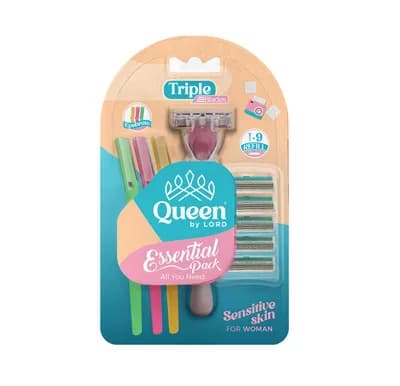 Queen Essential Pack ( 3 Eyeborrow Razor + Disposable Razor 3 Blades + 9 Refills ) Q.0133P