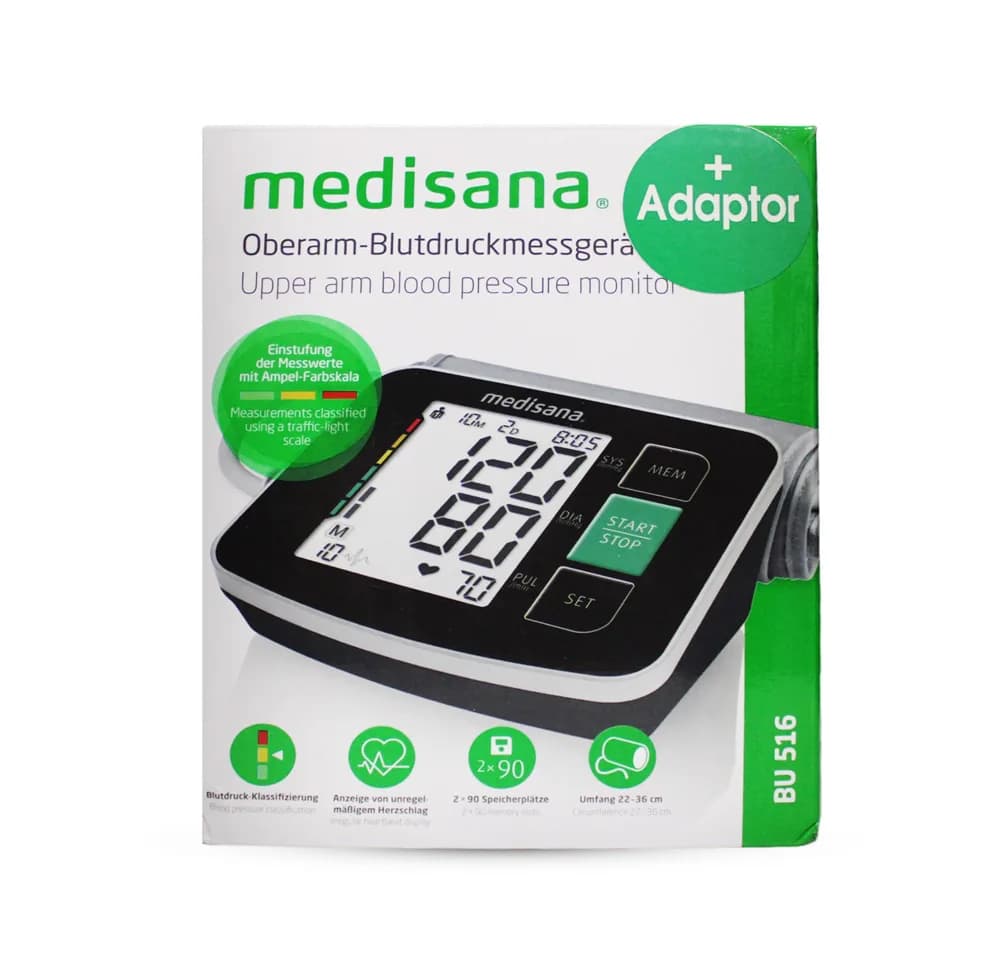 Medisana Upper Arm Blood Pressure Monitor - BU516 + Adabtor