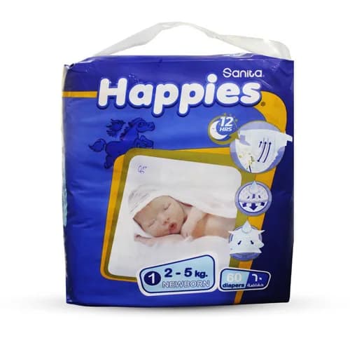 SANITA HAPPIES #1 NEW BORN (2-5KG) 60P