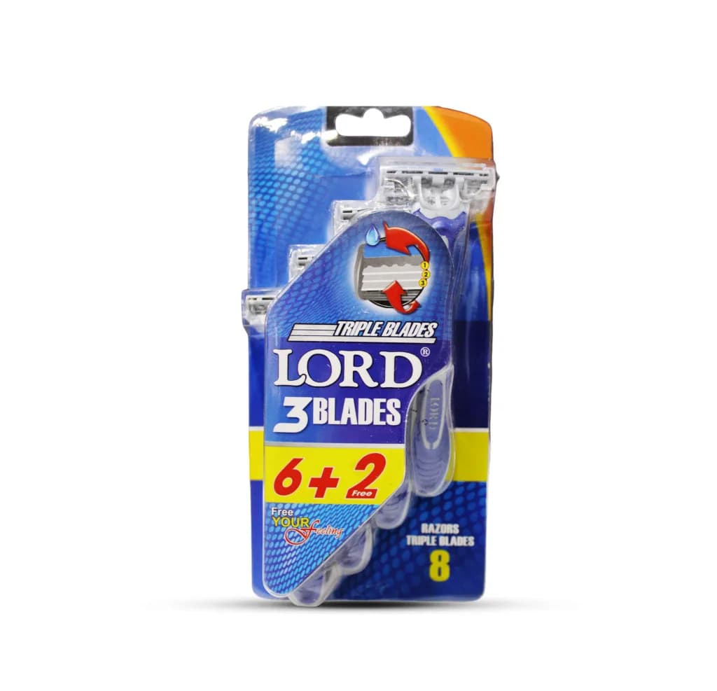 Lord Triple Blades Disposable Razors 8Pcs (6+2 Free) L1186P