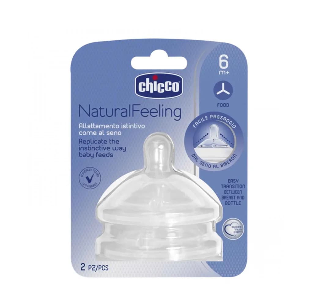 CHICCO NAT.SIL TEAT +6M FOOD 2P-08261