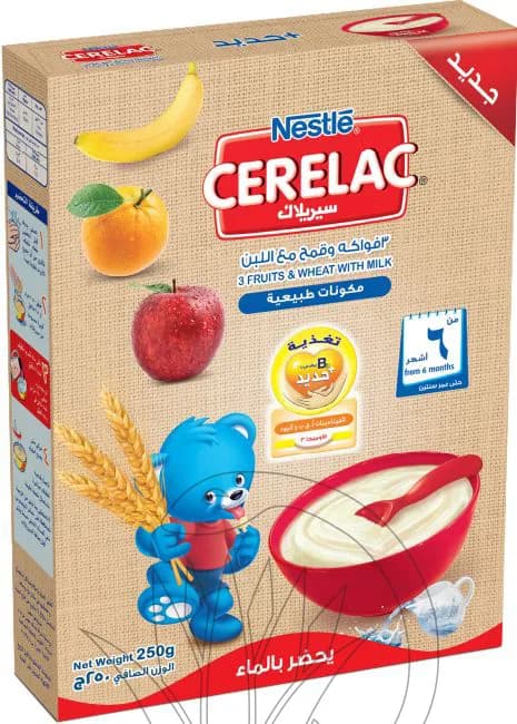 CERELAC 3FRUITS&WHEAT W/MILK 250GM