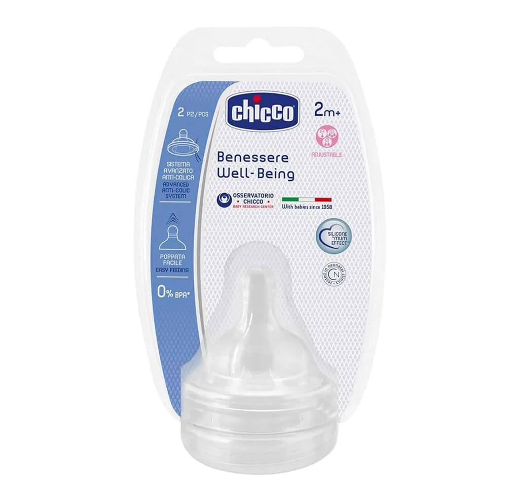 CHICCO WB SIL TEAT +2M ADJUST 2P-58112