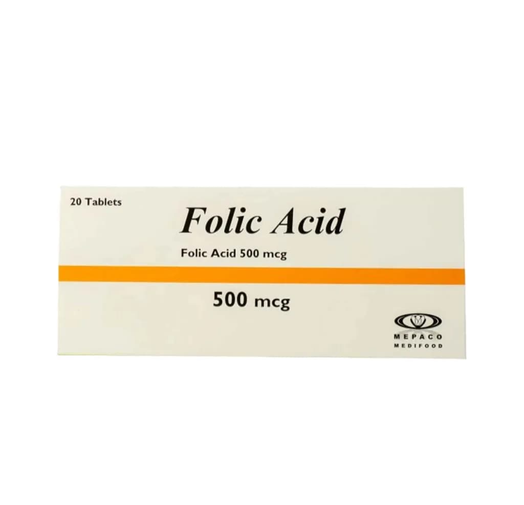 Folic Acid (Mepaco) 500Âµg 20 Tablets
