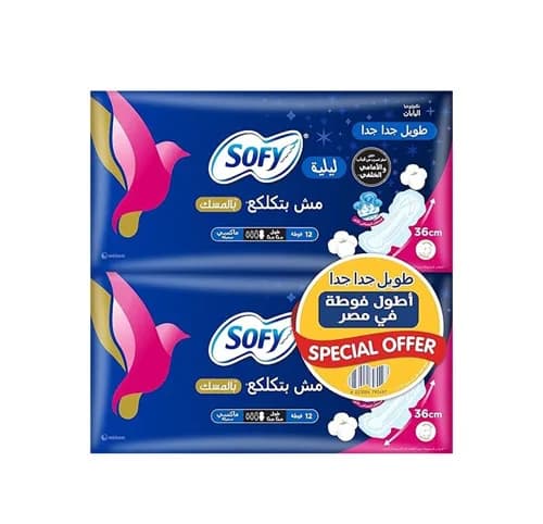 Sofy Max Thick Extra Long with Musk 2*12 Night Pads 2Pcs
