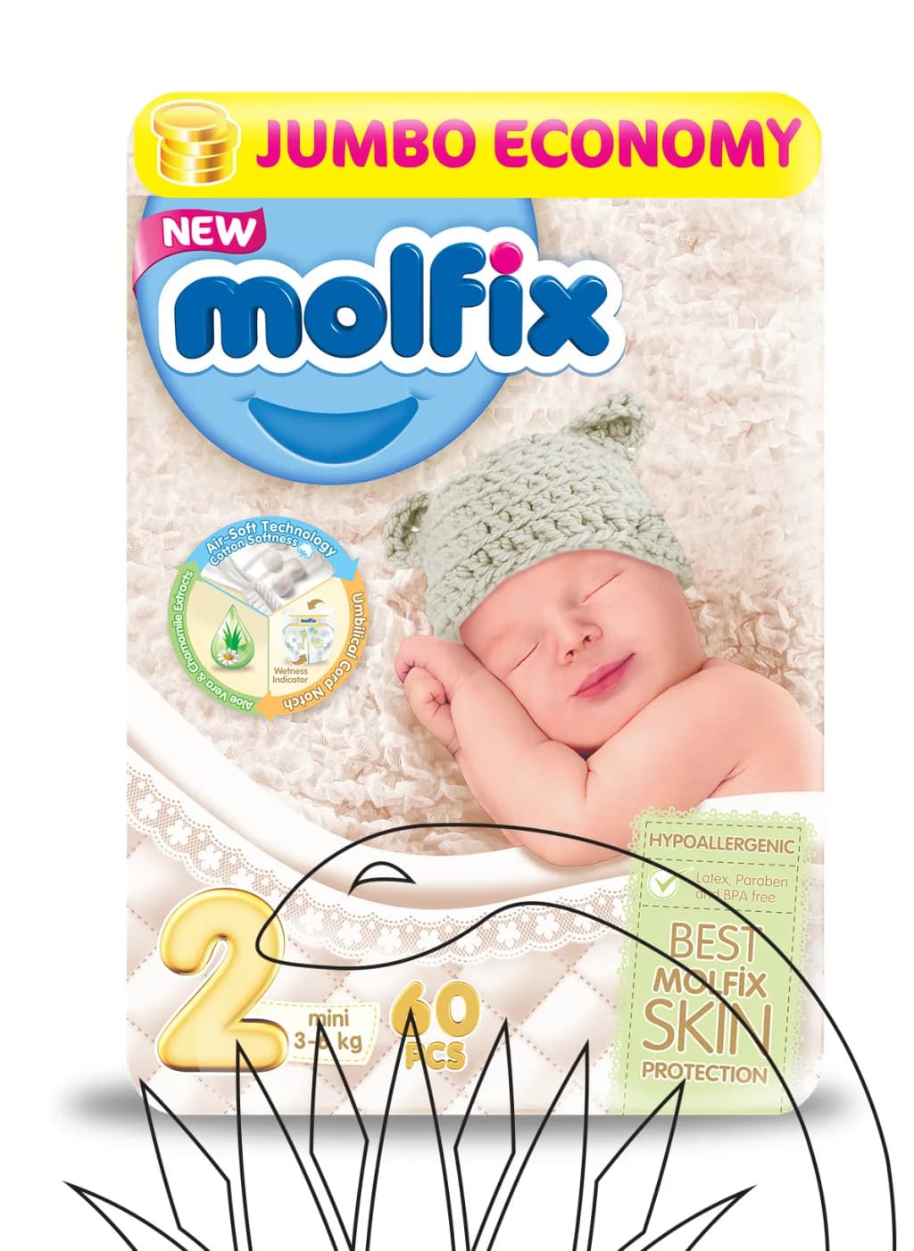 Molfix 2 Mini (3-6Kg) 60 Pieces