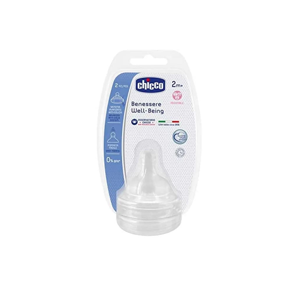 CHICCO WB SIL TEAT +2M MED 2P-58105
