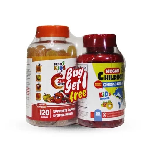 Profi Kids C-Zinc Gummies 120Pcs+ Megan Omega 3 Gummies 60Pcs- Offer