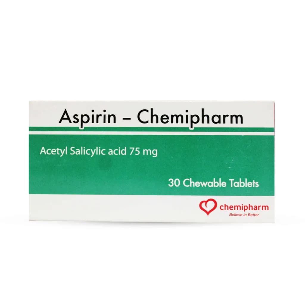 Aspirin-chemipharm 75mg 30 Chewable Tablets