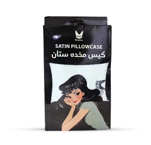 Black Cat Satin Pillowcase - Aqua