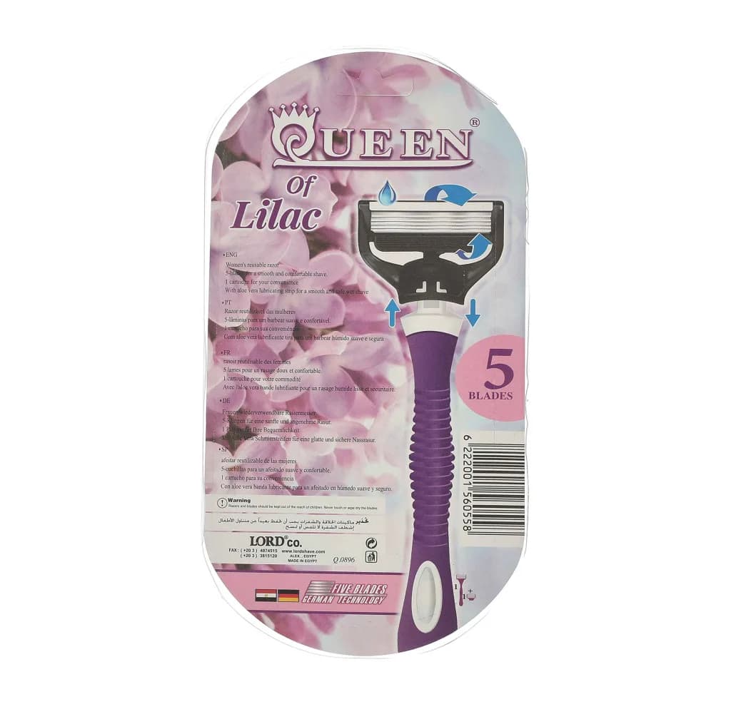 Queen of Lilac 5 Blades Shaving Razor Plus Lubrastrip + 1 Blades - Q0986 (purple)