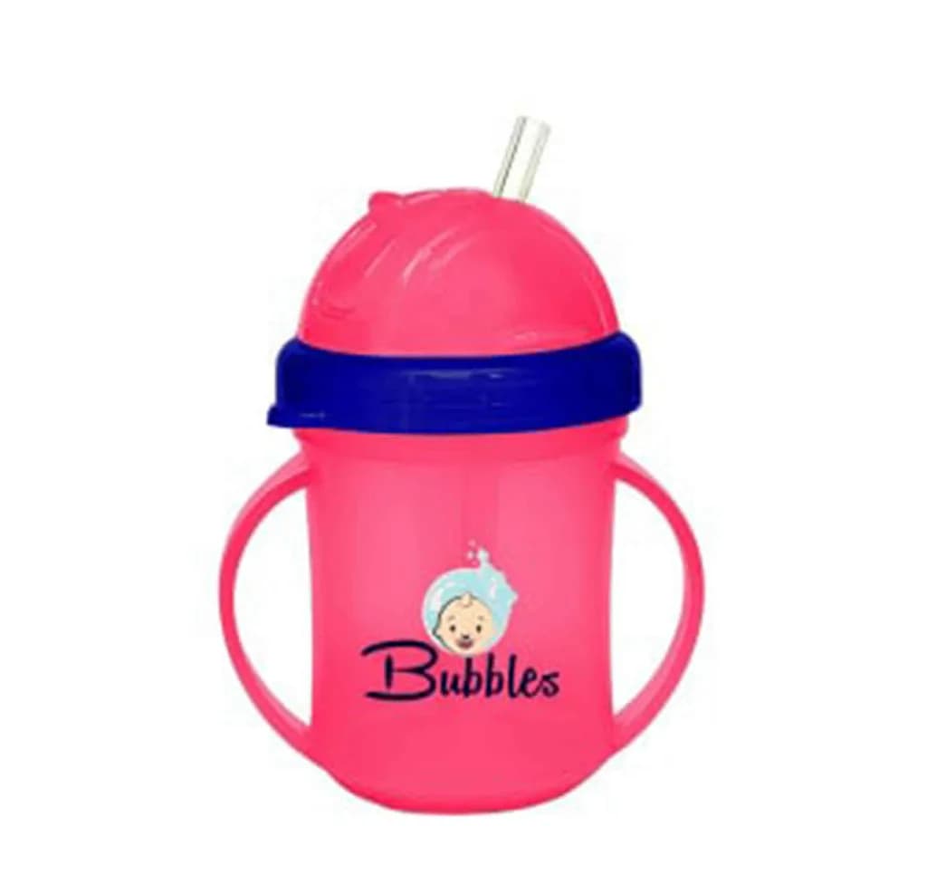 Bubbles Baby Cup With Straw Rose