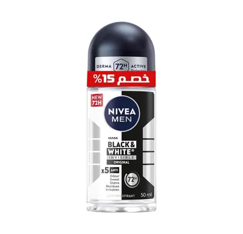 Nivea Men Black & White ( Invisible Original ) Anti-perspirant Deodorant Roll-On 50ml - 15% Offer