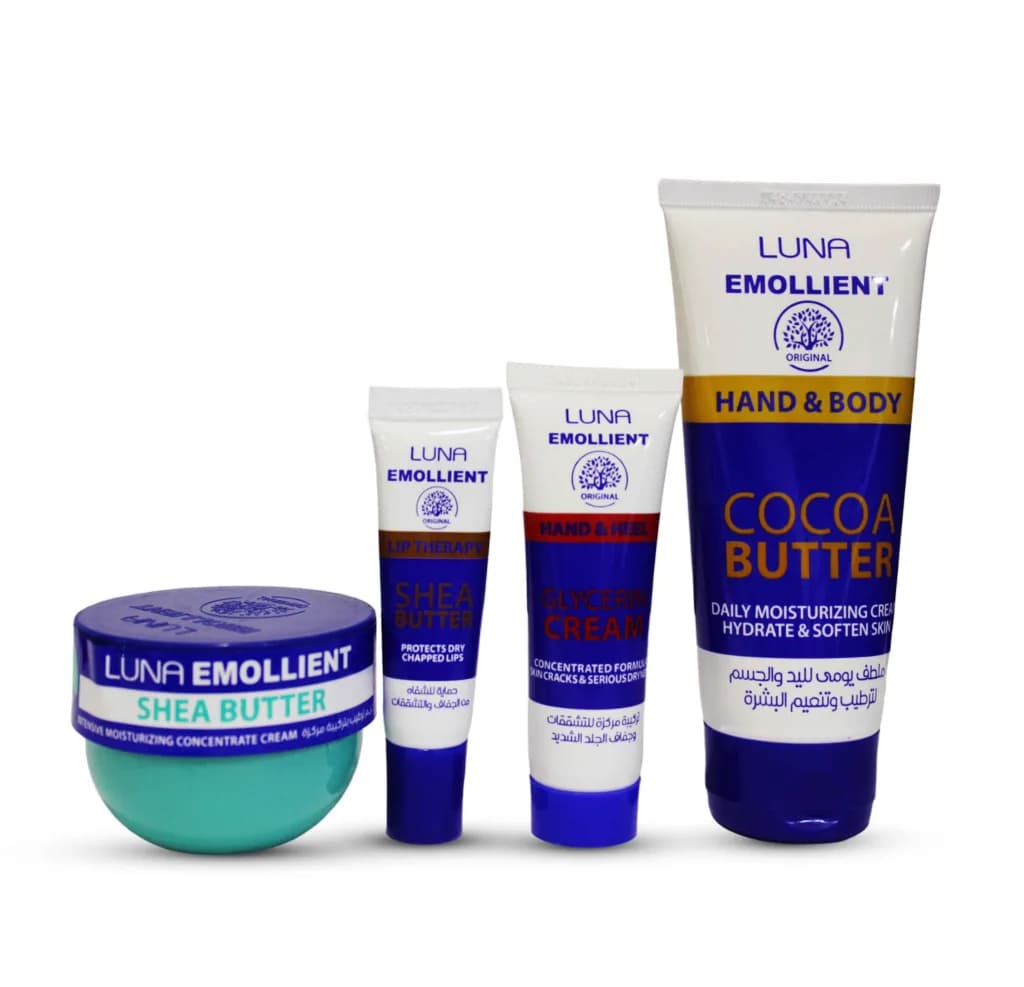 Luna Emollient Bag ( Super Emollient Moisturizing Cream 60gm + Emollient Cream for Hand & Body 75gm + Emollient Cream for Hand & Heel 20gm + Emollient Lip Therapy 10gm ) - 10% Offer